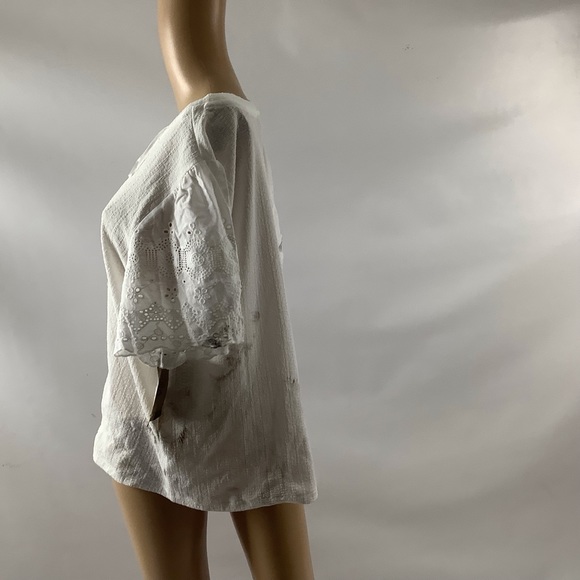 Frye Shirt Women Size XL White Short Sleeve Blouse Top Shirt Casual Top READ - Picture 4 of 14